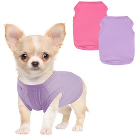 Winmany 2 PCS Small Dogs Clothes Puppy Summer Tank Top for Girl Boy Chihuahua Shih Tzu Pomeranian Shirts Vest (Pink + Purple, S)