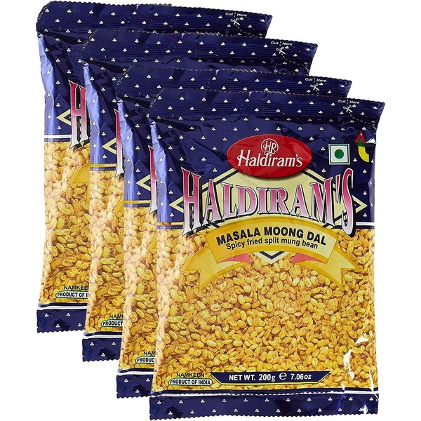 Haldiram’s Savory Snacks – Easy to Carry Anywhere – Crispy, Crunchy & Spicy – Delicious Indian Namkeen Snacks – Made With Authentic Taste – Enjoy At Tea Time (Masala Moong Dal, Pack of 4)