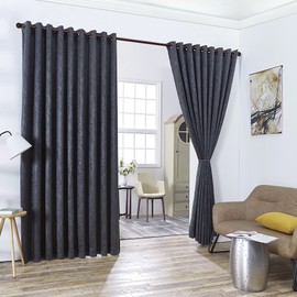 WARM HOME DESIGNS 2 of 108" (Width) X 120" (Length) Wall to Wall Charcoal Embossed Room Divider Curtains with 2 Tie-Backs. Total Width is 216 Inches (18 feet). Length 10 Feet. EV Charcoal Wall 120"