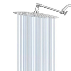 Cabezal de ducha de lluvia con brazo ajustable de 28 cm, cabezal de ducha de alta presión de acero inoxidable, diseño ultrafino - aumento de presión, ducha impresionante