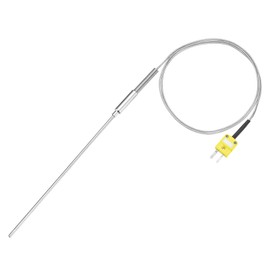 sourcing map K Type Thermocouple with Plug, Meter Temperature Sensor Probe -50 to 1100°C(-58 to 2012°F) Stainless Steel, 4x150mm 3.3ft Wire