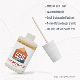 Oslo Home Touch Up Paint, Classic White, 20ml, Matte, w/brush in bottle, Quick drying, for Home, Kitchen cabinets, Walls