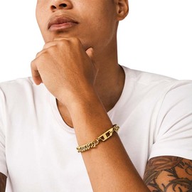 Diesel Men's Stainless Steel with lobster hook or fold over closure bracelet Chrome Gold