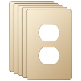 ENERLITES Elite Series Duplex Outlet Receptacle Cover, Screwless Wall Plate, Standard Size, 1-Gang 4.68" x 2.93", Unbreakable Polycarbonate Thermoplastic, UL Listed, SI8821-GD-10PCS, Gold, 5 Pack