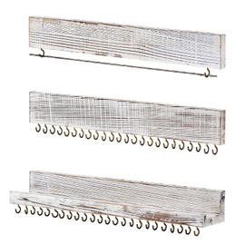 Hanging Jewelry Rack Set of 3, Wall-mounted Wooden Jewelry Storage Rack Shelf, Earrings, Necklaces, Bracelets Organizer Shelves Holder