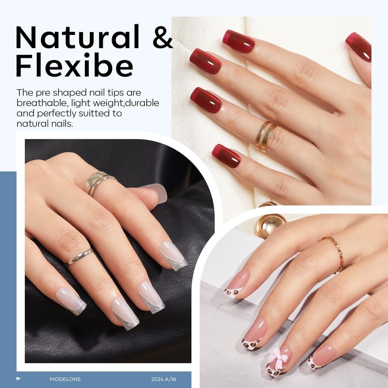 modelones Gel Nail Kit, Upgrade 15Sizes Gel Nail Tips Short