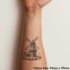 'Rustic Windmill' Temporary Tattoo - Water Resistant, Skin-Safe, Non-Toxic Transfer