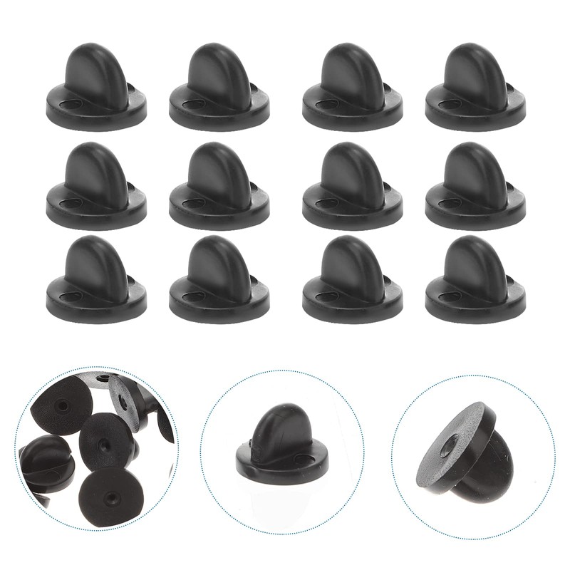 ROSENICE 100pcs Rubber Pin Badge Fasteners for Pins (Black)