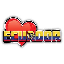 Ecuador Art Heart Flag Travel Slogan Sticker | Car Bumper, Laptop, Water Bottle, Wall, Window Waterproof Vinyl Sticker Decal | Longer Side 6'' |