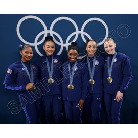 SPORTSPHOTOSUSA USA Women 2024 Olympic Gymnastics Gold Medal 8x10 Team Photo