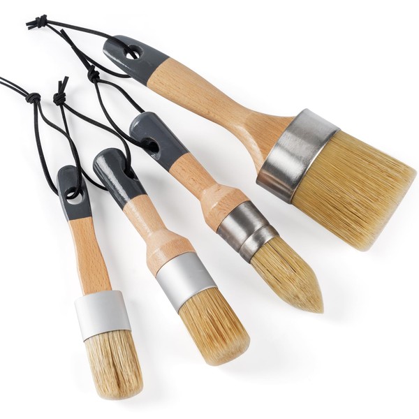 HANJKINZ Chalk and Wax Paint Brush 4Pcs Set, Chalk Paint
