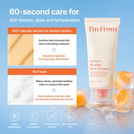 (I'm from) Im From Apricot Sherbet Pack Cleanser 4.2 oz (120 g) | 2 in 1 (pack + face wash), Cleans Pore Dirt and Sebum Cleanser, Corneum Care, Creates a Smooth Wash with Sherbet Texture