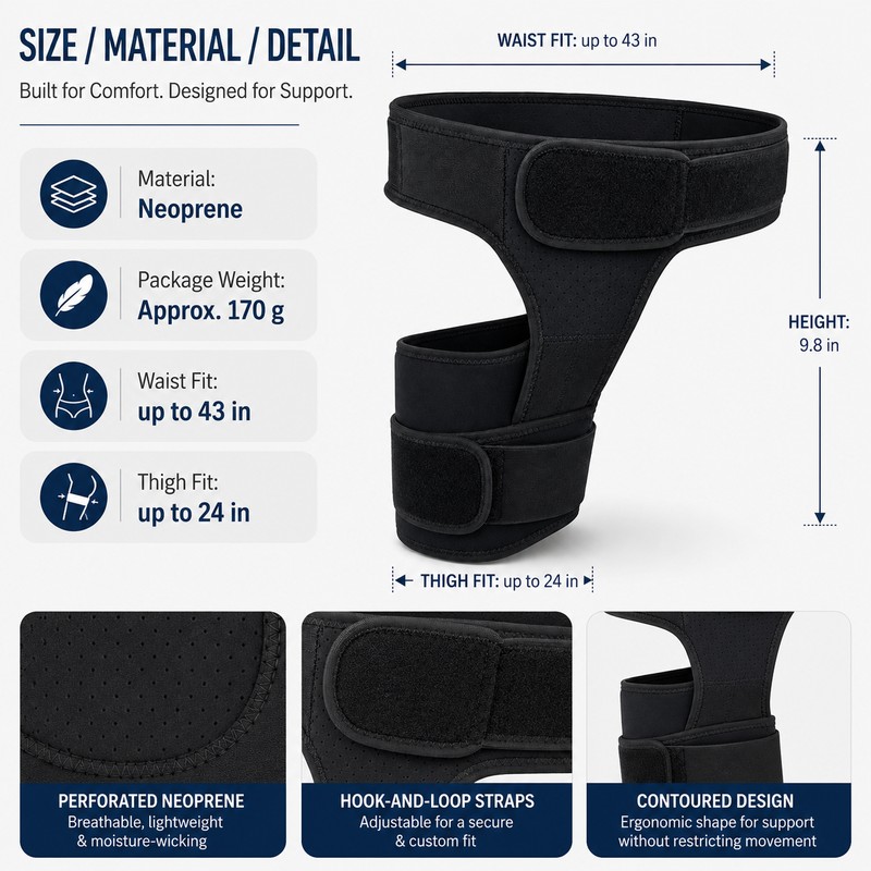 Groin Compression Wrap for Hip & Thigh Support – Adjustable