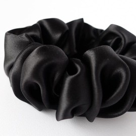Waterlily 100% Mulberry Silk Oversized Scrunchie 19momme Charmeuse Giant Big Large Hair Ties Scrunchies for Women Soft Natural Headbands (Black)
