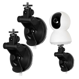 Camera Wall Mount, Suction Cup Mount for Surveillance Camera, No Drilling, 180 Degree Adjustable Camera Mount for Outdoor and Indoor Home Security Camera System, Pack of 2, Black