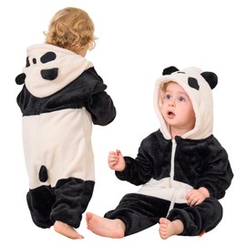 Boys Girls Baby Infant Romper Animal Pattern Unicorn Lion Bear Panda Bunny Bull Dinosaur Crocodile Onesie Pyjamas Sleepsuit Outfit Bodysuits Soft Fleece Extra Thickness (Panda, 24-36 Months)