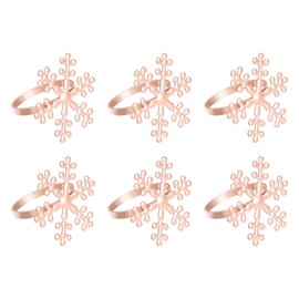 6pcs Christmas Snowflake Napkin Rings Metal Napkin Rings Napkin Holders Christmas Dinner Table Decorations Rose Gold