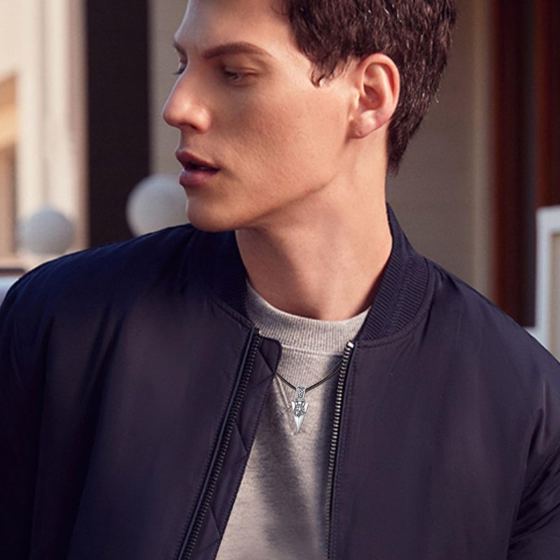 ZIPPICE Arrowhead Necklace 925 Sterling Silver Lion Arrow Necklace Nordic