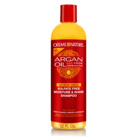 Creme of Nature Sulfate-Free Moisture & Shine Shampoo, Gently Cleanses, Hydrates & Detangles, 100% Pure Argan Oil from Morocco, Gift for Women, 12 fl oz