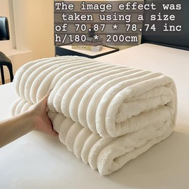 Luxury Cream Faux Rabbit Fur Sleep Blanket - Super Soft, Warm and Cozy, Extra Soft Cozy Baby Blanket for Sofa, Bed, Nursery - Ideal Seasonal Gift, Bed Blanket, Luxury Feeling Extra Soft Cozy Baby Blanket:_Creamy White_M: 150*200CM  GTIN