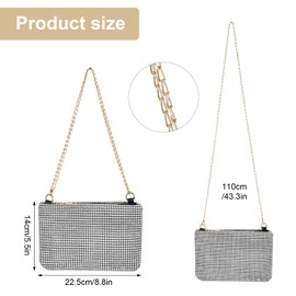Women's Shiny Evening Clutch Bag, Glitter Evening Bag, Women's Clutch Rhinestone, Sparkly Evening Handbag, Chain Shoulder Bag, Glitter Shiny with Chain Small Envelope Bag, for Prom Wedding Party,