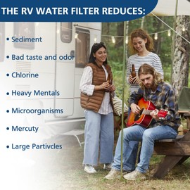2-pack Tastepure RV Water Filter, Advanced RV Inline Water Filter with Flexible Hose Protector, KDF&GAC Reduces Bad Taste, Odors, Chlorine, and Sediment, Camping Essentials for Fresh Drinking Water