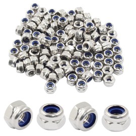 Hordion 100Pcs M4-0.7mm Nylon Lock Nut, 304 Stainless Steel Nylon Insert Locknuts Non-Slip Hex Lock Nuts, Silver Tone