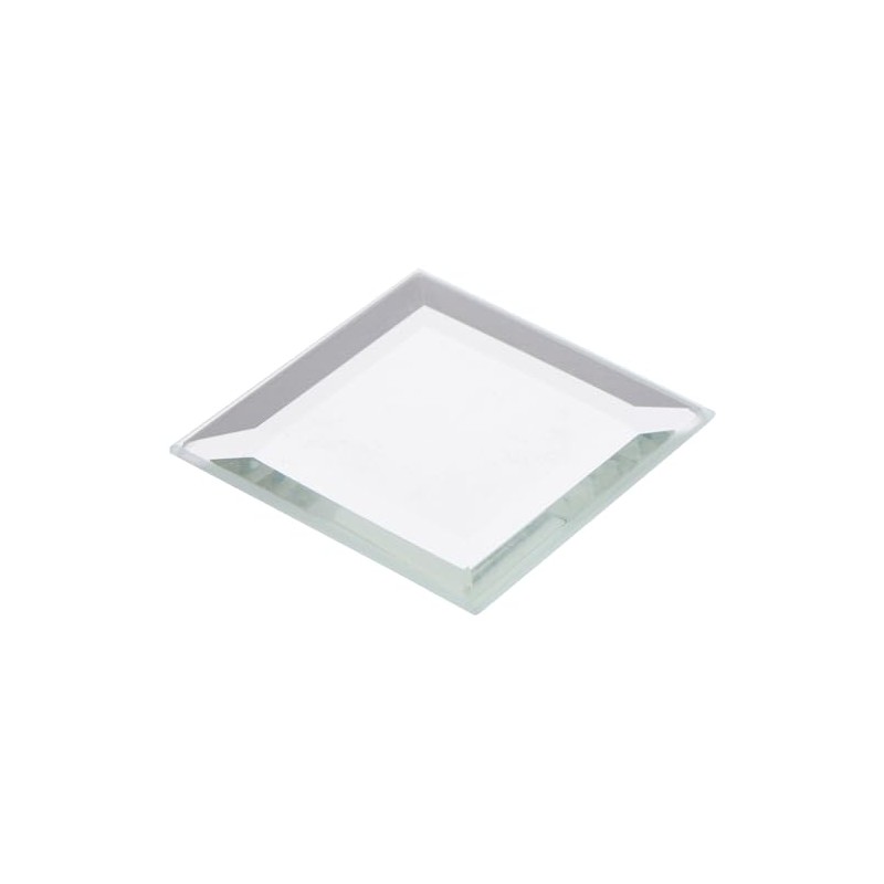 Plymor 1.5" Square, 3mm Thick Beveled Glass Mirror, Pack of