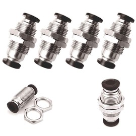 Beduan Brass Double Threaded Push to Connect Fittings Bulkhead Union 15/64" or 6 mm OD (Pack of 5）