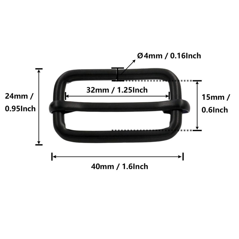 BIKICOCO hebilla metálica de ajuste deslizante tri-glides, 1-1/4 x 5/8