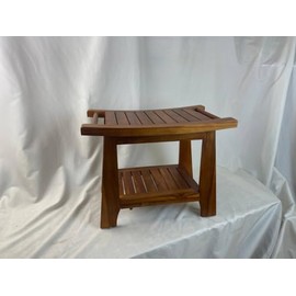 Tinamo Teak Wood Shower Benches for Inside Shower - Wooden Shower Stool Waterproof for Shaving Legs - Bench Seat with Storage Towel Shelf for Bathroom - Chair Spa Bath (22" x 13" x 18.6")