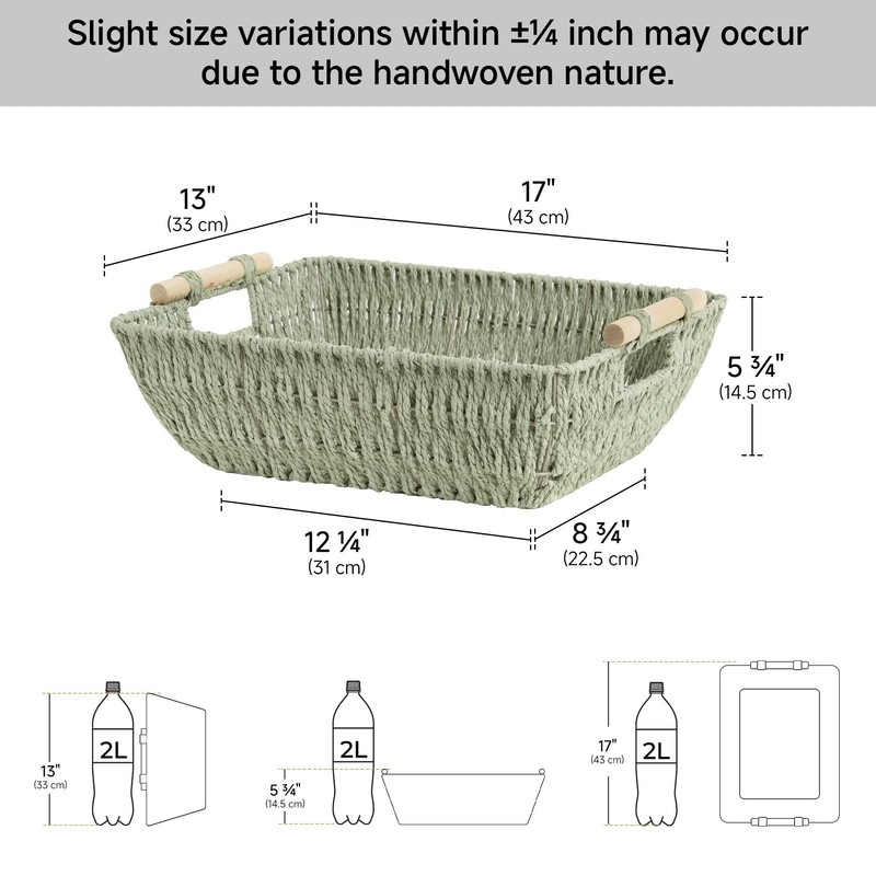 StorageWorks Extra Large Wicker Storage Basket for Organizing with Wooden