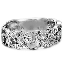 Ladies 925 Sterling Silver Ladies Unique Wedding Band Engagement Ring size J