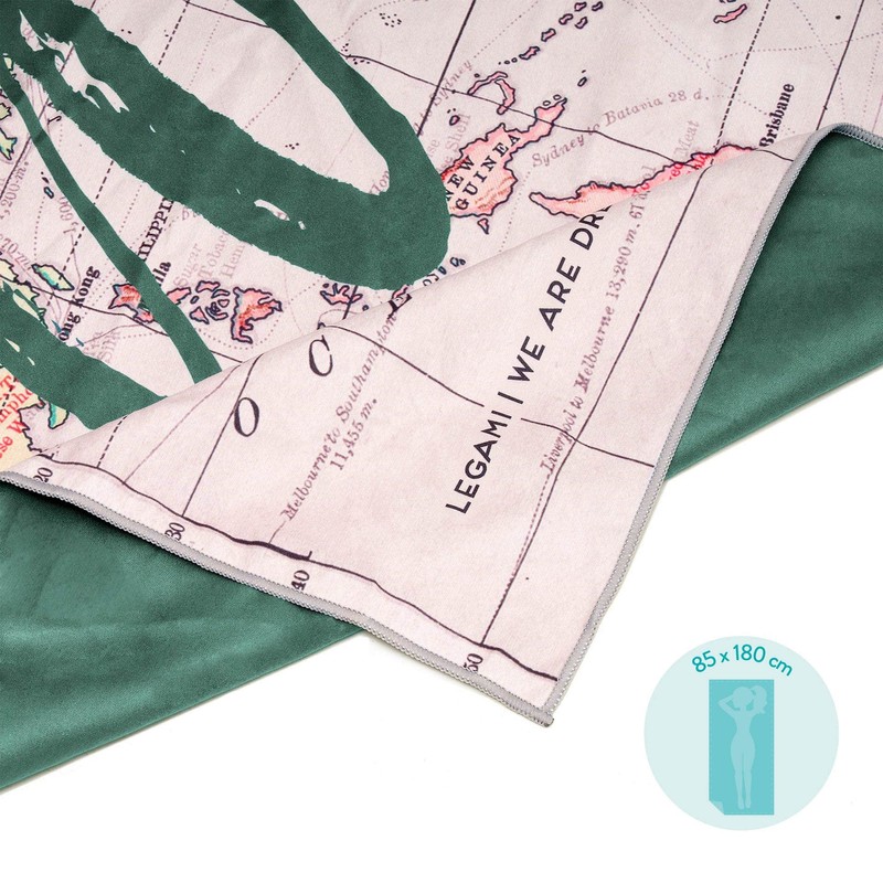 Legami - Travel Beach Towel, Quick Drying, Highly Absorbent Microfibre