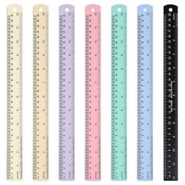 BAYTORY 7 Pcs Aluminum Rulers, Bulk Multicolor Ruler, 30cm & 12inch Metal Ruler for Students and Teachers (12inch & 30cm)