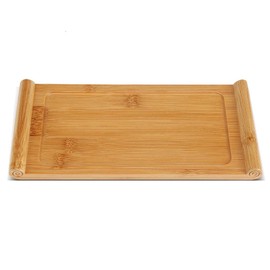 KSTE Bamboo Tea Tray, Chinese Style, Raised Rim, 26.5 x 12.9 x 1.8cm, 209g, 1-Pack