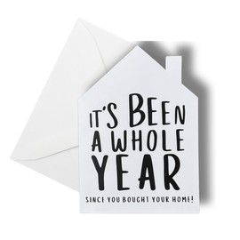 Lashicorn Happy Home Anniversary Realtor Marketing It’s Been A Whole Year Cards with Envelope 7.5x5.5” Referral Card Neighbor Post Bulk Congratulations on Selling Your Home Agent