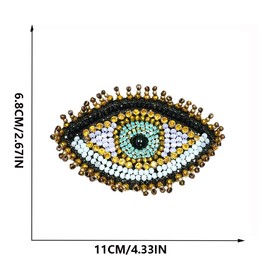 Flechilis 4PCS Beaded Eye Patches for Clothes, Sew on Beaded Embroidered Applique for Women Men Kids Clothing Jackets Jeans Bags Caps, HE02-4BE