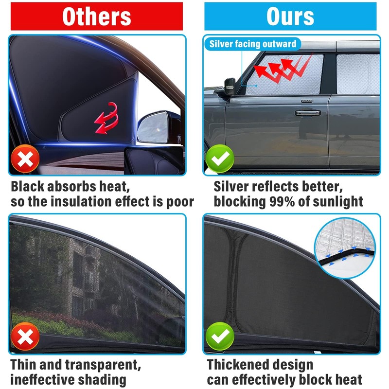 KMF 8pcs Full Window Sun Shades for Jeep Grand Cherokee