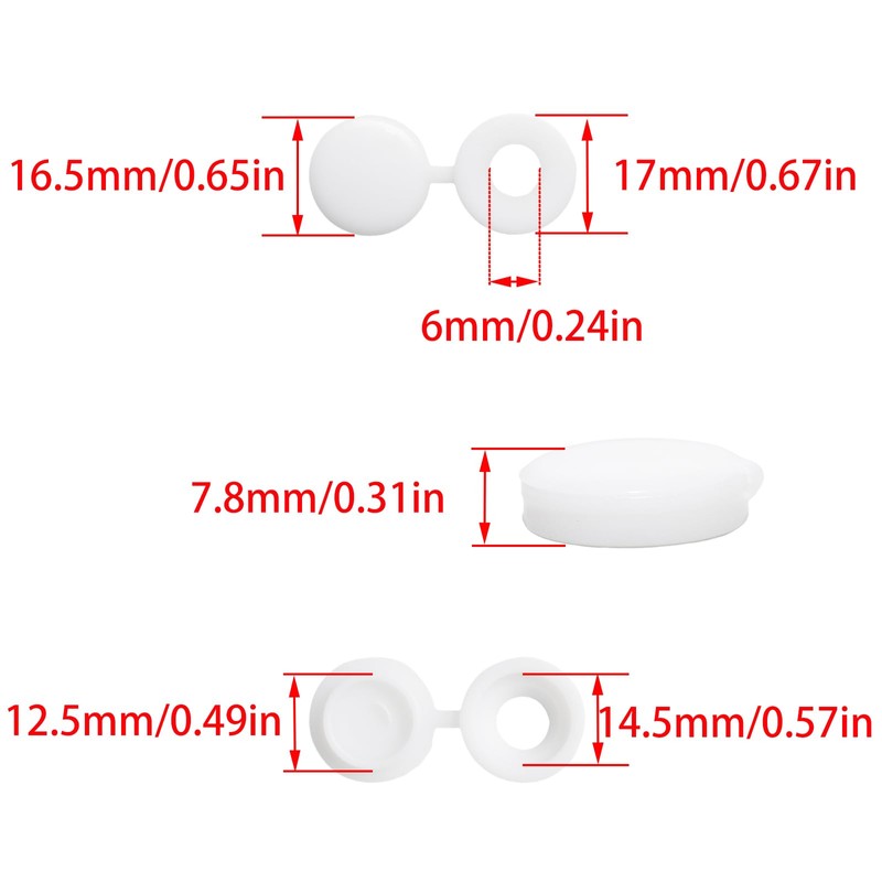Pocoxll 100 Pieces White Screw Covers Caps,Plastic Hinged Screw Cover