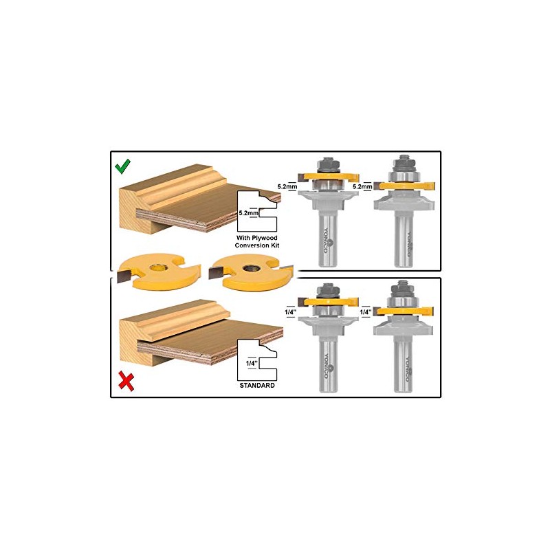 YONICO Router Bits Rail and Stile Plywood Conversion Kit 5.2mm
