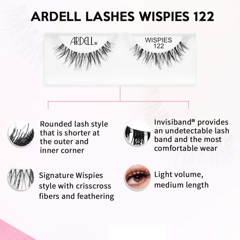 Ardell False Eyelashes Wispies, 122 - Black, Natural-Looking Lightweight Strip