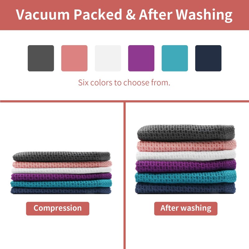 INFICRIME 6 Pack Waffle Weave Kitchen Dish Cloths, 100% Cotton
