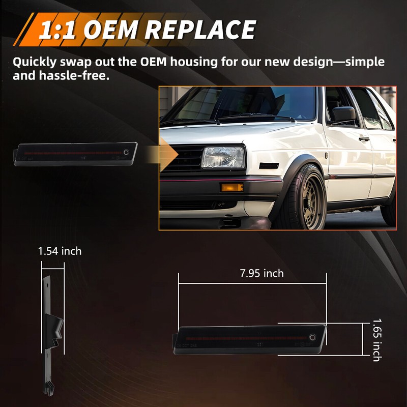 OFFKAT Smoked Amber LED Front Side Marker Lights For 1984-1992