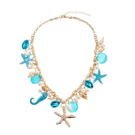 Shell Necklace, Shell Necklace, Women's Shell Necklace, Shell Necklace Choker, Boho Necklace, Summer Jewellery for Birthday and Holiday Gifts for Women, Girls, 45 + 5 inches, Metal, 0