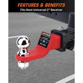 Trailer Hitch Ball Mount 2" Drop Fits 2" Receiver, 6000Lbs GTW