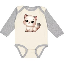 inktastic Baby Cat Long Sleeve Creeper 6 Months Natural and Heather 45a02
