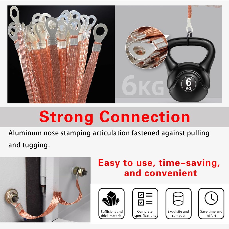 GKmow 5 PCS Automotive Engine Grounding Strap, Flexible Tensile-Resistant Copper