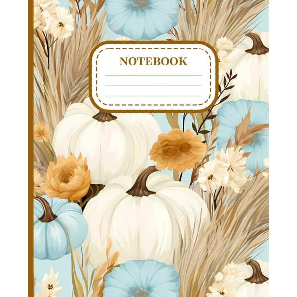 Autumn Harvest Pumpkin Notebook: Beautiful Fall Themed Journal with White