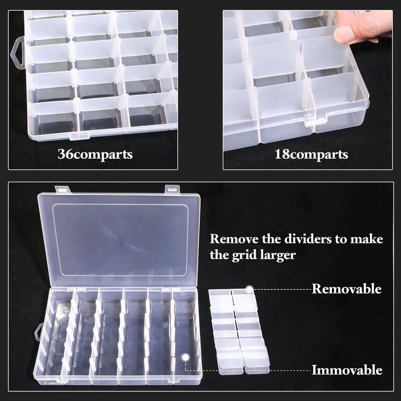 UKKQES 36 Grids Clear Stackable Plastic Organizer Storage Box Container